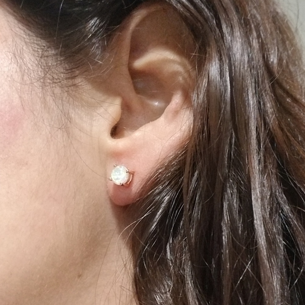 6mm Rose Gold Opal Studs - Picture 6 of 6